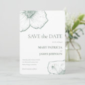 Minimalistische salie groene bloem moderne bruilof save the date (Staand voorkant)