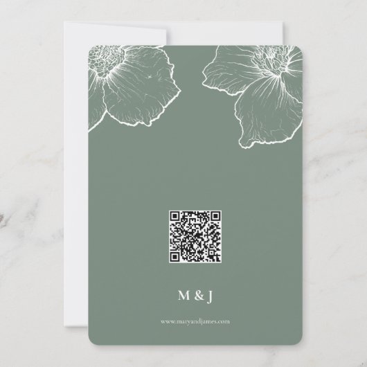 Minimalistische salie groene bloem moderne bruilof save the date (Achterkant)