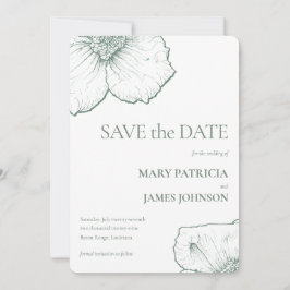 Minimalistische salie groene bloem moderne bruilof save the date