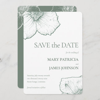 Minimalistische salie groene bloem moderne bruilof save the date