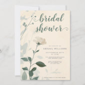 Minimalistische Salie Groene Bloemen  Vrijgezellen Kaart (Voorkant)