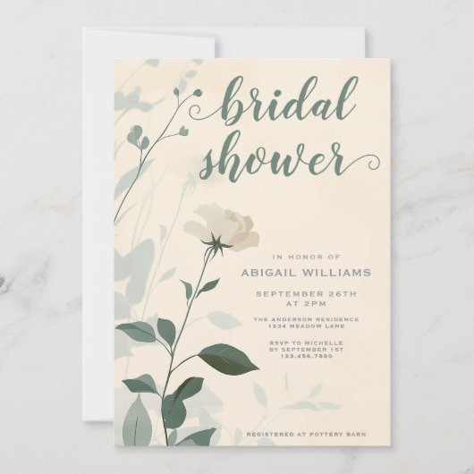 Minimalistische Salie Groene Bloemen  Vrijgezellen Kaart (Voorkant)