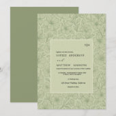 Minimalistische salie groene bohemien bloemen kaart (Voorkant / Achterkant)