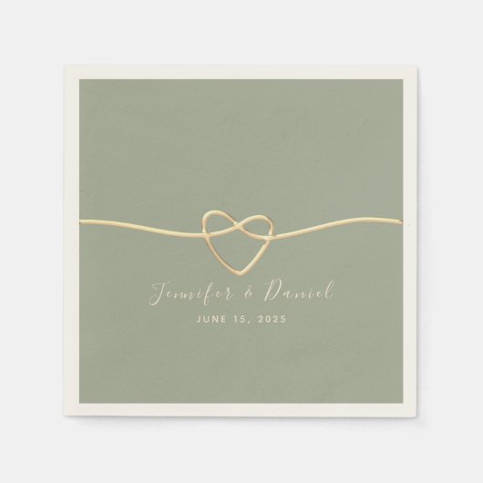 Minimalistische salie groene bruiloft servetten (Voorkant)
