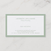Minimalistische salie-groene rand op wit visitekaartje (Achterkant)
