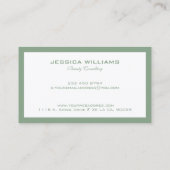 Minimalistische salie groene rand op wit visitekaartje (Achterkant)