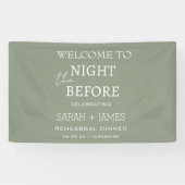 Minimalistische salie groene repetitie diner bruil spandoek (Horizontaal)