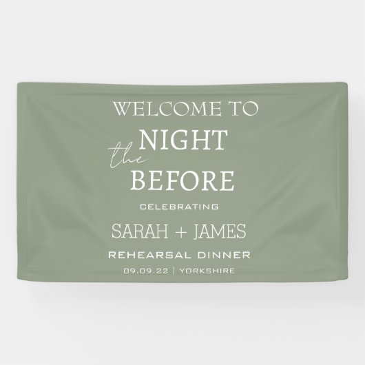 Minimalistische salie groene repetitie diner bruil spandoek (Horizontaal)