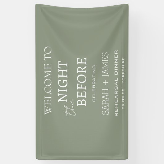 Minimalistische salie groene repetitie diner bruil spandoek (Verticaal)