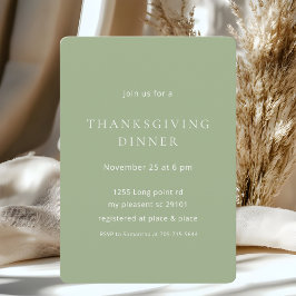 Minimalistische salie groene Thanksgiving diner Kaart