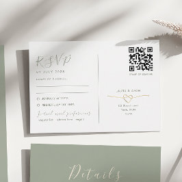 Minimalistische salie-huwelijks-RSvp-kaart QR-code RSVP Kaartje