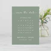 Minimalistische salie kalender Save the Date uitno Kaart (Staand voorkant)
