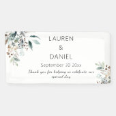 Minimalistische salie laat namen bruiloft dank u spandoek (Horizontaal)