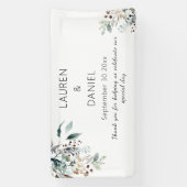 Minimalistische salie laat namen bruiloft dank u spandoek (Verticaal)