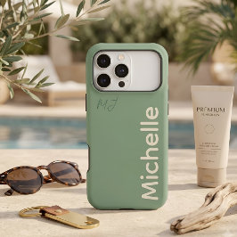 Minimalistische saliegroen & zand monogram aangepa