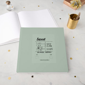 Minimalistische saliegroene baby geboorte statisti gastenboek