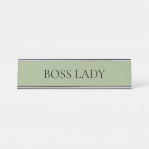 Minimalistische saliegroene bazin bureau naambordje