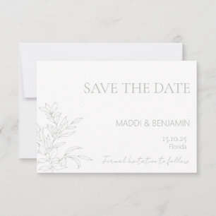 Minimalistische saliegroene bloemige 'Save the Dat RSVP Kaartje