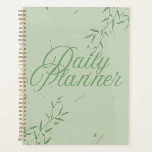 Minimalistische saliegroene & botanische lijnenkun planner (Voorkant)