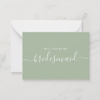 Minimalistische saliegroene bruidsmeisje-uitnodigi