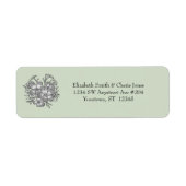 Minimalistische saliegroene en grijze bloemen etiket (Voorkant)