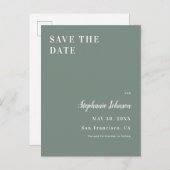 Minimalistische saliegroene en witte bruidsdouche aankondigingskaart (Voorkant / Achterkant)