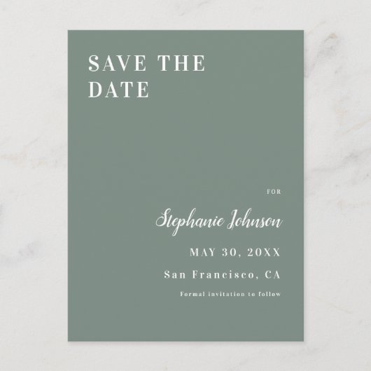 Minimalistische saliegroene en witte bruidsdouche aankondigingskaart (Voorkant)