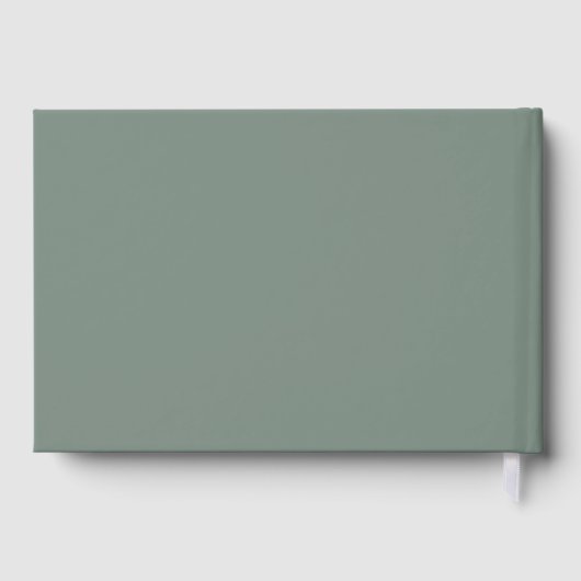 Minimalistische saliegroene en witte bruidsdouche gastenboek (Achterkant)