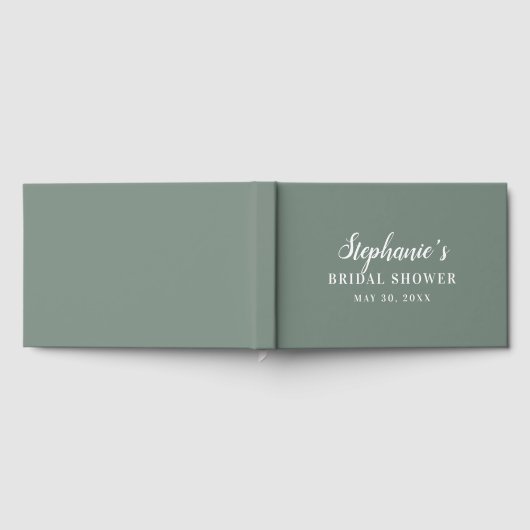 Minimalistische saliegroene en witte bruidsdouche gastenboek (Volledig)