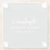 Minimalistische saliegroene en witte bruidsdouche glazen onderzetter (Achterkant)