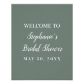 Minimalistische saliegroene en witte bruidsdouche perfect poster (Voorkant)