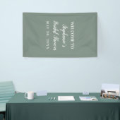 Minimalistische saliegroene en witte bruidsdouche spandoek (Beurs)