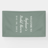 Minimalistische saliegroene en witte bruidsdouche spandoek (Horizontaal)