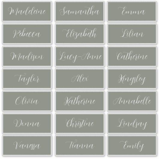 Minimalistische saliegroene etiketten voor huwelij sticker (Voorkant)