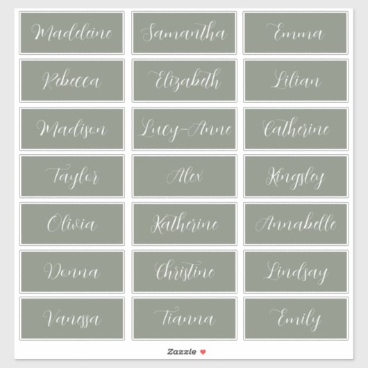 Minimalistische saliegroene etiketten voor huwelij sticker (Vel)