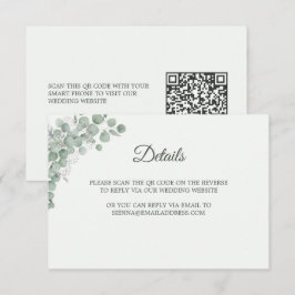 Minimalistische saliegroene eucalyptus bruiloft QR Informatiekaartje