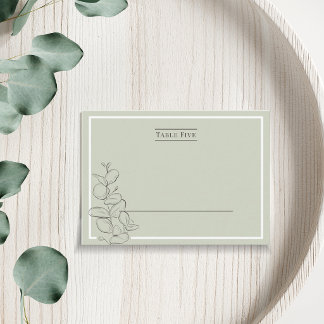 Minimalistische saliegroene fijnlijn eucalyptus br plaatskaartje