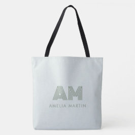 Minimalistische saliegroene geometrische aangepast tote bag
