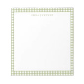 Minimalistische saliegroene geruite monogram notitieblok (Voorkant)