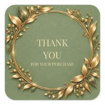 Minimalistische saliegroene gouden bedanksticker