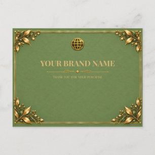 Minimalistische saliegroene gouden verzendbon briefkaart