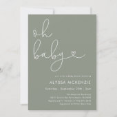 Minimalistische saliegroene moderne babyshower uit kaart (Voorkant)