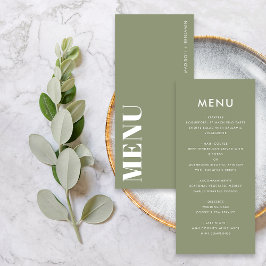 Minimalistische saliegroene moderne bruiloft met s menu