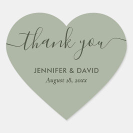 Minimalistische saliegroene moderne script bedankj hart sticker