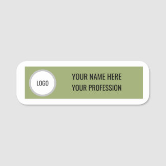 Minimalistische saliegroene naam badge klassieke n