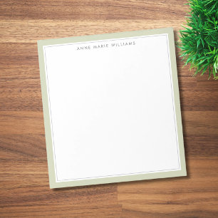Minimalistische saliegroene naam met twee randen notitieblok