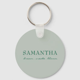 Minimalistische Saliegroene Naam Motiverende Spreu Sleutelhanger