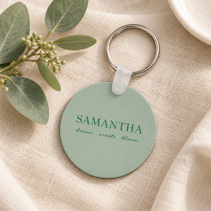 Minimalistische Saliegroene Naam Motiverende Spreu Sleutelhanger