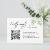 Minimalistische saliegroene QR-code trouw-RSVP-kaa RSVP Kaartje (Staand voorkant)