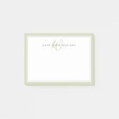 Minimalistische saliegroene script twee rand monog post-it® notes (Voorkant)
